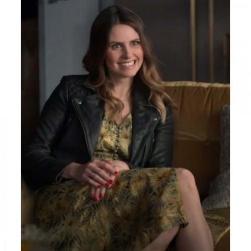 Ted Lasso Flo Collins Black Real Leather Jacket